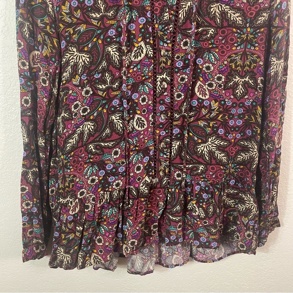 Maeve Anthropologie Janie Flounced Peasant Blouse Multicolor size 0 Boho Paisley - Picture 3 of 8